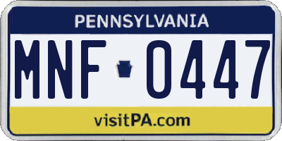 PA license plate MNF0447