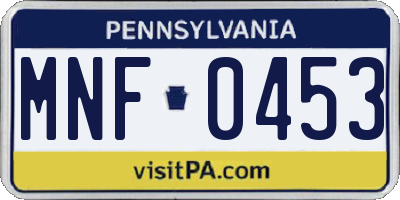 PA license plate MNF0453
