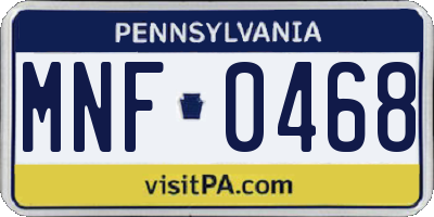 PA license plate MNF0468