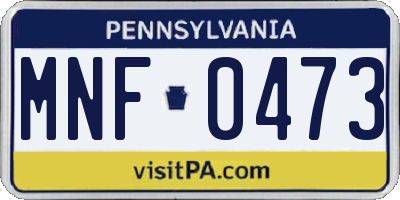 PA license plate MNF0473