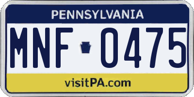 PA license plate MNF0475