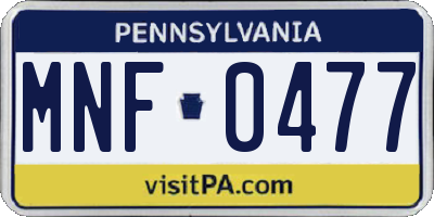 PA license plate MNF0477