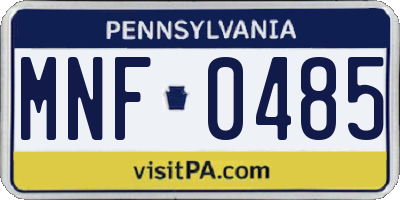 PA license plate MNF0485