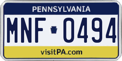 PA license plate MNF0494