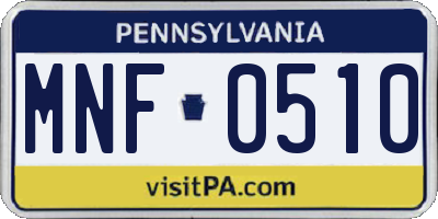 PA license plate MNF0510