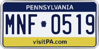 PA license plate MNF0519