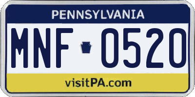 PA license plate MNF0520