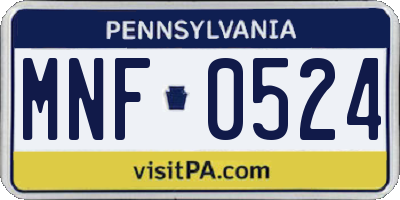 PA license plate MNF0524