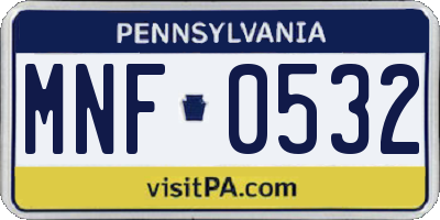 PA license plate MNF0532