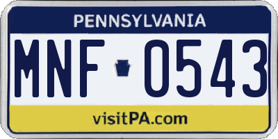 PA license plate MNF0543