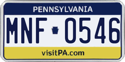 PA license plate MNF0546
