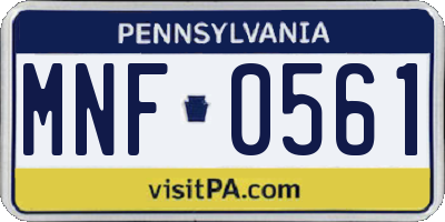 PA license plate MNF0561