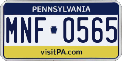 PA license plate MNF0565