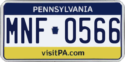 PA license plate MNF0566