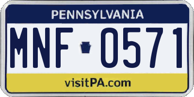 PA license plate MNF0571