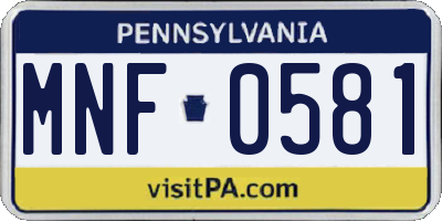 PA license plate MNF0581