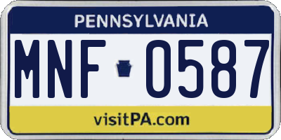 PA license plate MNF0587