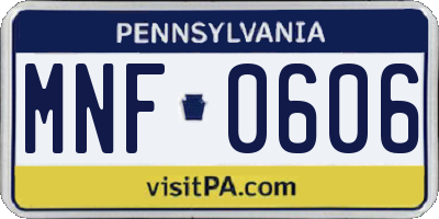 PA license plate MNF0606