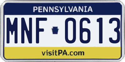PA license plate MNF0613
