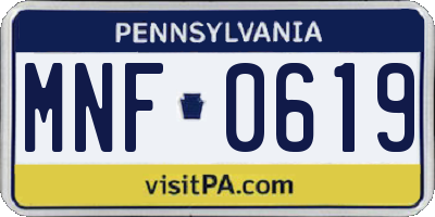 PA license plate MNF0619