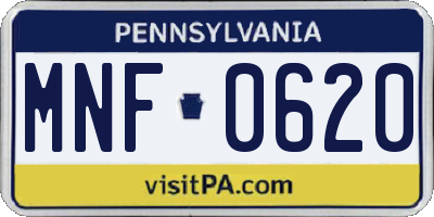 PA license plate MNF0620