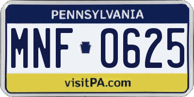 PA license plate MNF0625