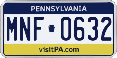 PA license plate MNF0632