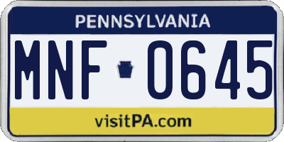 PA license plate MNF0645