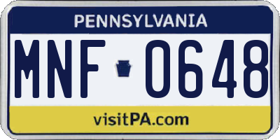 PA license plate MNF0648