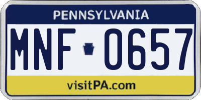 PA license plate MNF0657