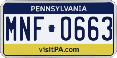 PA license plate MNF0663
