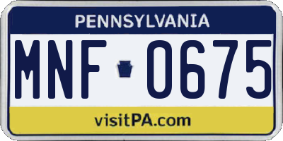 PA license plate MNF0675