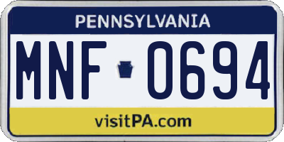 PA license plate MNF0694