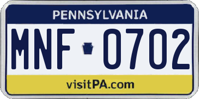 PA license plate MNF0702