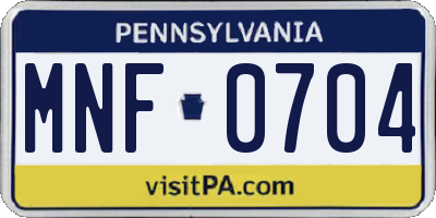 PA license plate MNF0704