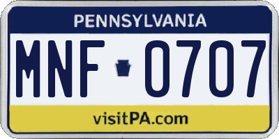 PA license plate MNF0707