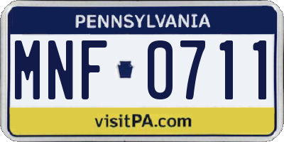 PA license plate MNF0711