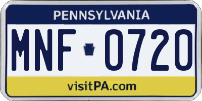 PA license plate MNF0720