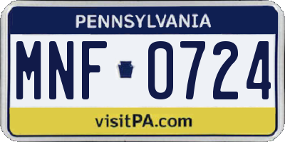 PA license plate MNF0724