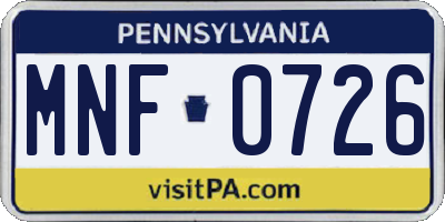 PA license plate MNF0726