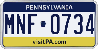 PA license plate MNF0734