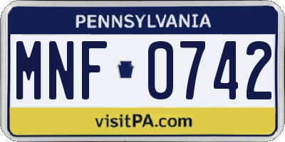 PA license plate MNF0742