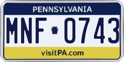 PA license plate MNF0743