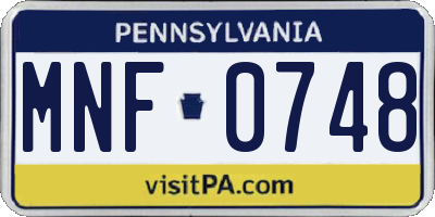 PA license plate MNF0748