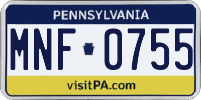 PA license plate MNF0755