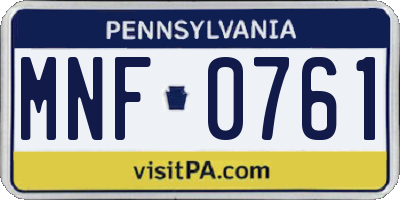 PA license plate MNF0761