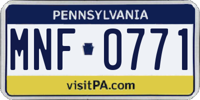 PA license plate MNF0771