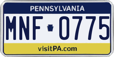 PA license plate MNF0775