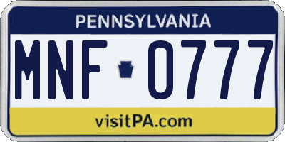 PA license plate MNF0777
