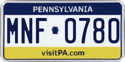PA license plate MNF0780